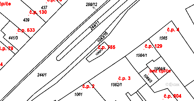 Jedovnice 755 na parcele st. 1043/17 v KÚ Jedovnice, Katastrální mapa