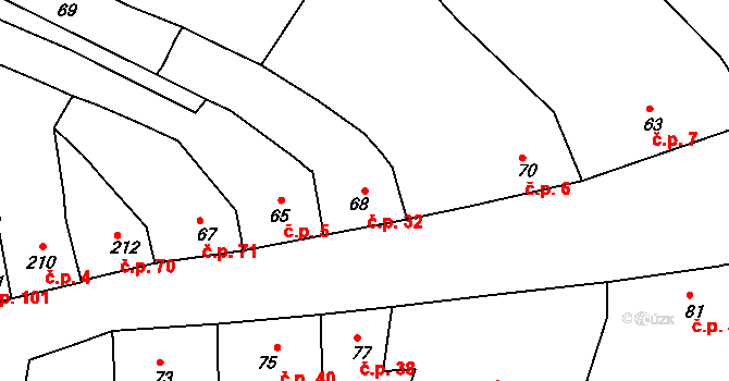 Popovice 32, Rataje na parcele st. 68 v KÚ Popovice u Kroměříže, Katastrální mapa