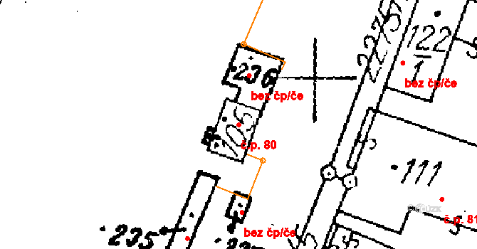 Ctidružice 80 na parcele st. 105 v KÚ Ctidružice, Katastrální mapa