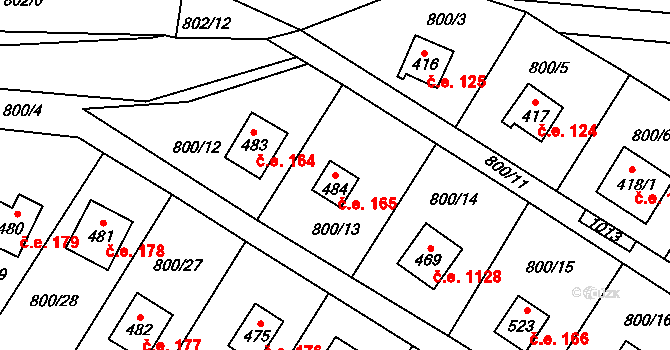 Rataje nad Sázavou 165 na parcele st. 484 v KÚ Rataje nad Sázavou, Katastrální mapa