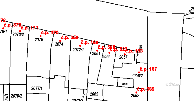Slavkov u Brna 508 na parcele st. 2061 v KÚ Slavkov u Brna, Katastrální mapa
