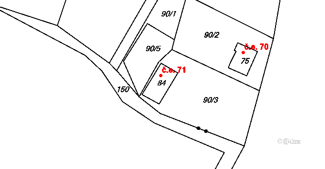 Kobylí a Plchov 71, Bystřice na parcele st. 84 v KÚ Kobylí, Katastrální mapa