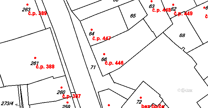 Nenakonice 446, Věrovany na parcele st. 66 v KÚ Věrovany, Katastrální mapa
