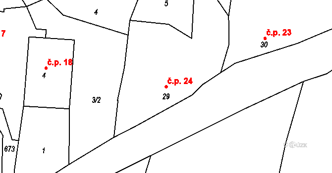 Bečice 24 na parcele st. 29 v KÚ Bečice nad Lužnicí, Katastrální mapa