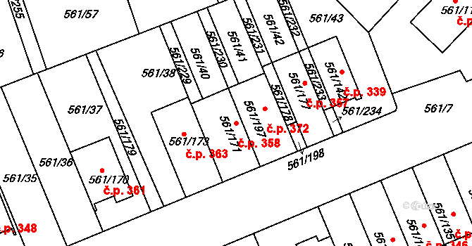 Chlumec 358 na parcele st. 561/171 v KÚ Chlumec u Chabařovic, Katastrální mapa