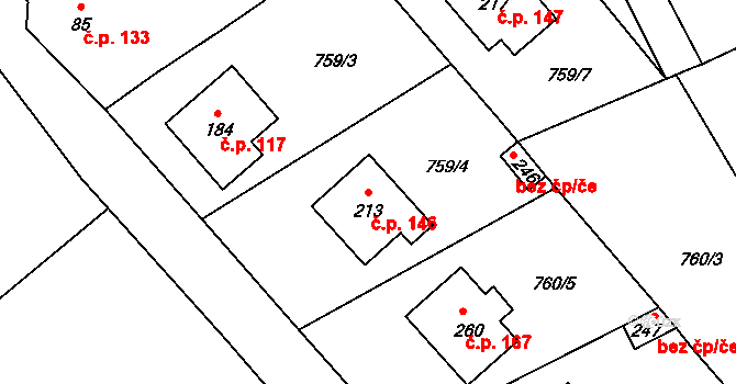 Čejetice 146 na parcele st. 213 v KÚ Čejetice, Katastrální mapa