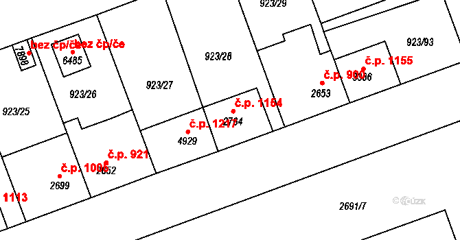 Horka-Domky 1154, Třebíč na parcele st. 2764 v KÚ Třebíč, Katastrální mapa