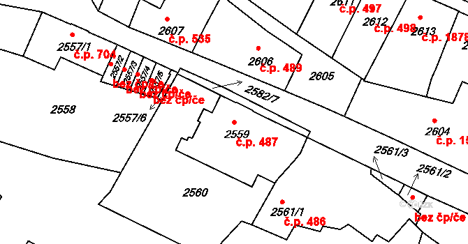 Tábor 487 na parcele st. 2559 v KÚ Tábor, Katastrální mapa