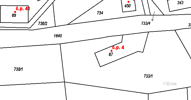 Mukařov 4, Malá Skála na parcele st. 87 v KÚ Mukařov u Jablonce nad Nisou, Katastrální mapa