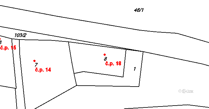 Kystra 18, Slavětín na parcele st. 8 v KÚ Kystra, Katastrální mapa