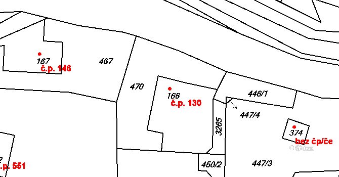 Janovice 130 na parcele st. 166 v KÚ Janovice u Frýdku-Místku, Katastrální mapa