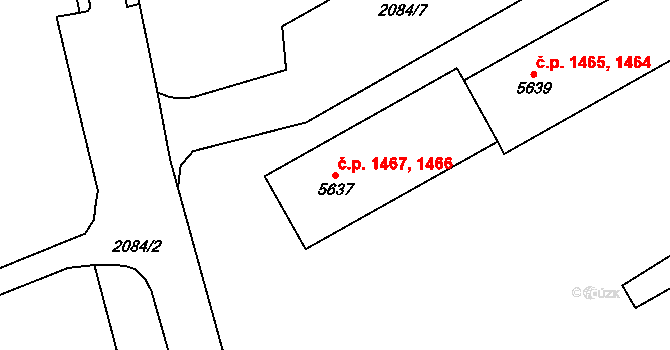 Cheb 1466,1467 na parcele st. 5637 v KÚ Cheb, Katastrální mapa