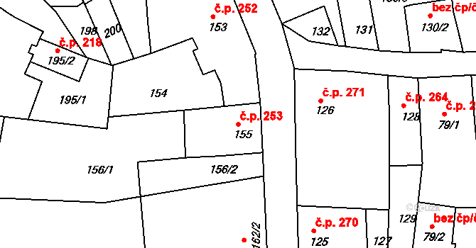 Turnov 253 na parcele st. 155 v KÚ Turnov, Katastrální mapa