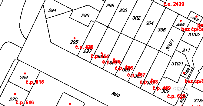 Lobzy 465, Plzeň na parcele st. 299 v KÚ Lobzy, Katastrální mapa