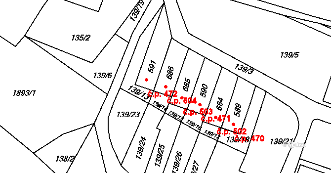 Dolní Podluží 504 na parcele st. 686 v KÚ Dolní Podluží, Katastrální mapa