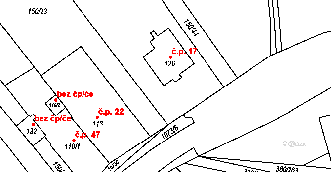 Těšánky 17, Zdounky na parcele st. 126 v KÚ Těšánky, Katastrální mapa
