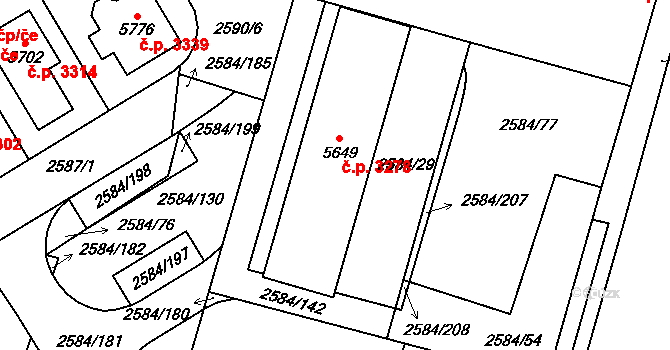 Břeclav 3278 na parcele st. 5649 v KÚ Břeclav, Katastrální mapa