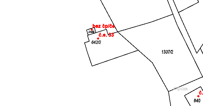 Suchá 33, Jáchymov na parcele st. 642/2 v KÚ Jáchymov, Katastrální mapa