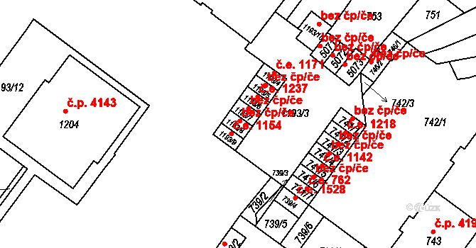 Chomutov 1333 na parcele st. 1193/8 v KÚ Chomutov II, Katastrální mapa