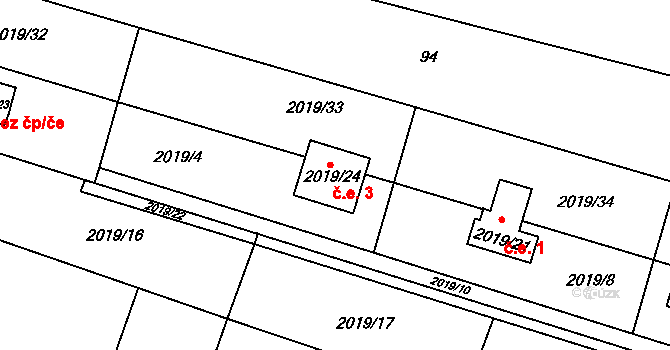 Paskov 3 na parcele st. 2019/24 v KÚ Paskov, Katastrální mapa