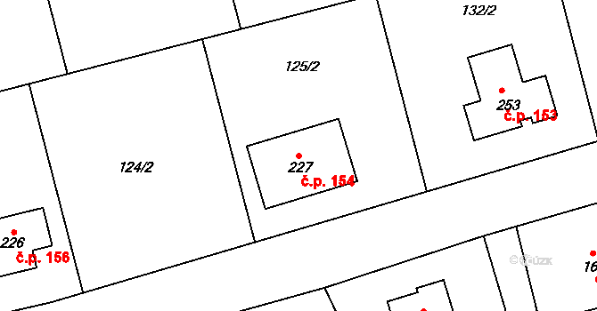 Bohuslavice 154 na parcele st. 227 v KÚ Bohuslavice nad Moravou, Katastrální mapa