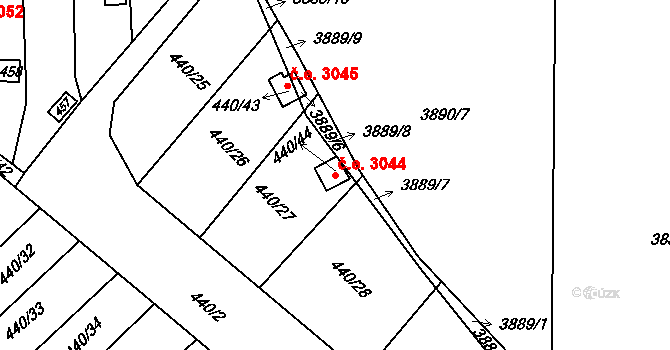Pístov 3044, Jihlava na parcele st. 440/44 v KÚ Pístov u Jihlavy, Katastrální mapa