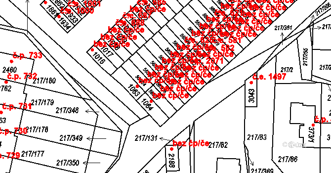 Sezimovo Ústí 587 na parcele st. 565/26 v KÚ Sezimovo Ústí, Katastrální mapa