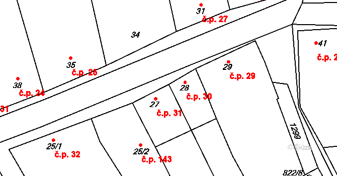 Heroltice 30, Hoštice-Heroltice na parcele st. 28 v KÚ Heroltice, Katastrální mapa