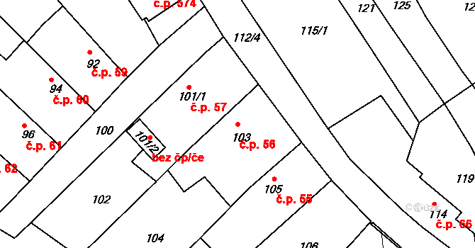 Bylnice 56, Brumov-Bylnice na parcele st. 103 v KÚ Bylnice, Katastrální mapa