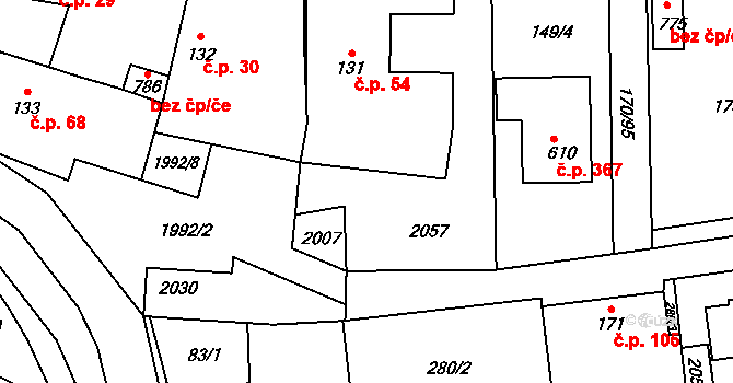 Louky 54, Zlín na parcele st. 131 v KÚ Louky nad Dřevnicí, Katastrální mapa