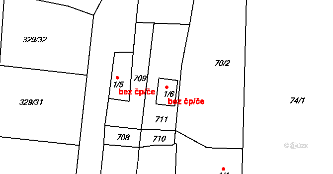 Horní Cerekev 41819462 na parcele st. 1/6 v KÚ Hříběcí, Katastrální mapa