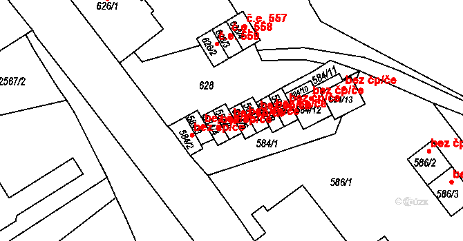 Litvínov 43688462 na parcele st. 584/5 v KÚ Horní Litvínov, Katastrální mapa