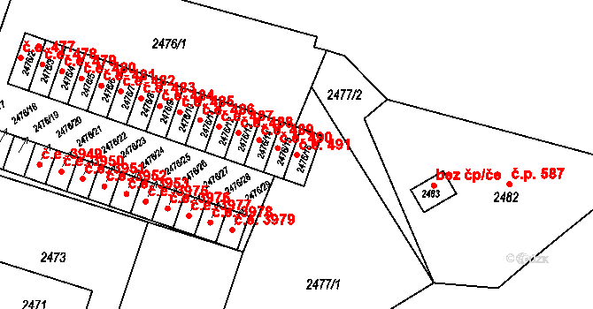 Šumbark 491,506, Havířov na parcele st. 2476/16 v KÚ Šumbark, Katastrální mapa
