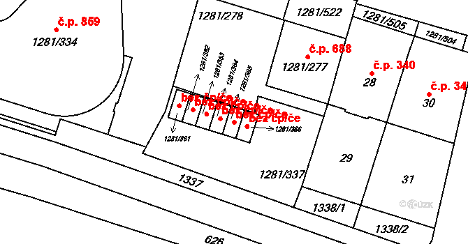 Praha 49544462 na parcele st. 1281/365 v KÚ Vokovice, Katastrální mapa