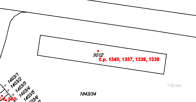 Hlinsko 1337,1338,1339,1340 na parcele st. 3012 v KÚ Hlinsko v Čechách, Katastrální mapa