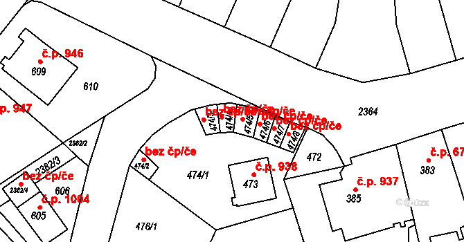 Teplice 54299462 na parcele st. 474/4 v KÚ Teplice-Trnovany, Katastrální mapa