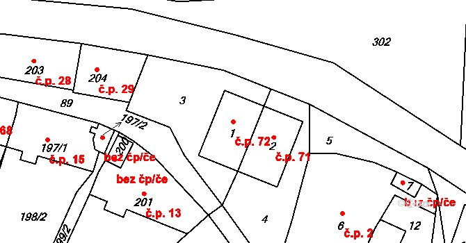 Beroun-Zdejcina 72, Beroun na parcele st. 1 v KÚ Zdejcina, Katastrální mapa