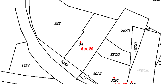 Horní Raškovice 29, Svinčany na parcele st. 24 v KÚ Raškovice u Přelouče, Katastrální mapa