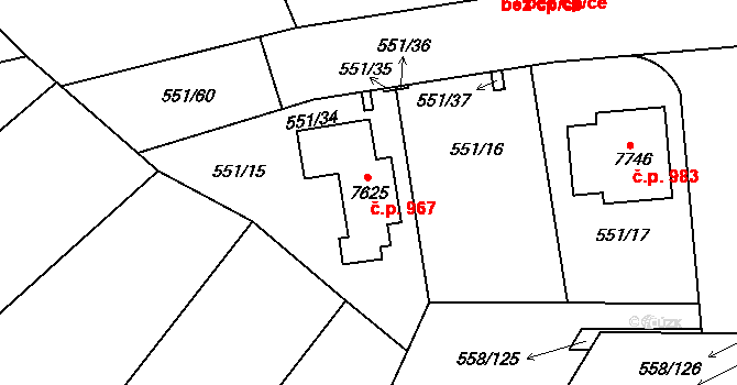 Beroun-Závodí 967, Beroun na parcele st. 7625 v KÚ Beroun, Katastrální mapa