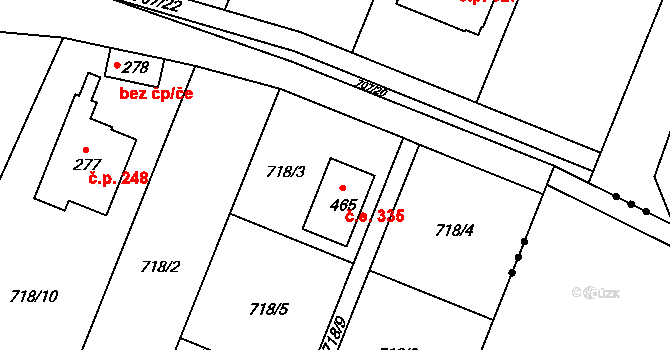 Kotvrdovice 335 na parcele st. 465 v KÚ Kotvrdovice, Katastrální mapa