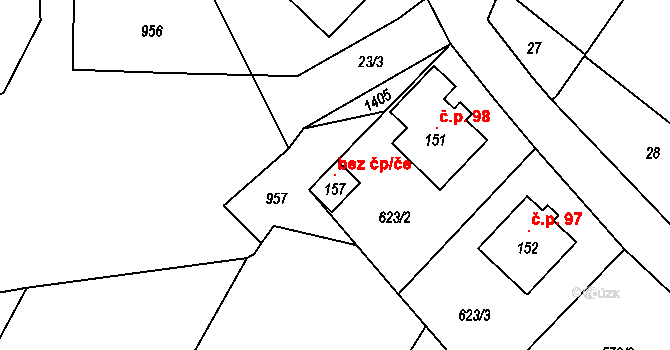 Kámen 97068462 na parcele st. 157 v KÚ Kámen u Pacova, Katastrální mapa