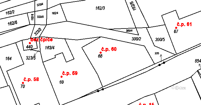 Vysoká Pec 60, Bohutín na parcele st. 68 v KÚ Vysoká Pec u Bohutína, Katastrální mapa