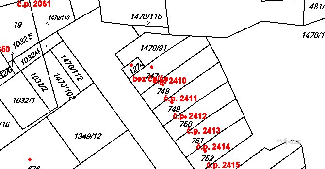 Nětčice 2411, Kyjov na parcele st. 748 v KÚ Nětčice u Kyjova, Katastrální mapa