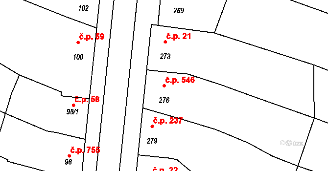 Vacenovice 546 na parcele st. 276/4 v KÚ Vacenovice u Kyjova, Katastrální mapa