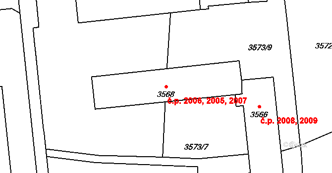 Kročehlavy 2005,2006,2007, Kladno na parcele st. 3568 v KÚ Kročehlavy, Katastrální mapa
