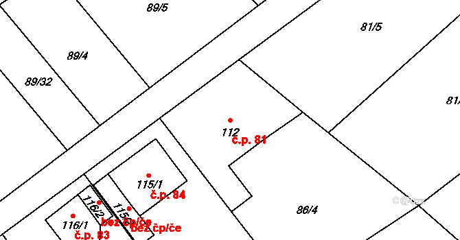 Dolní Sedlo 81, Hrádek nad Nisou na parcele st. 112 v KÚ Dolní Sedlo, Katastrální mapa