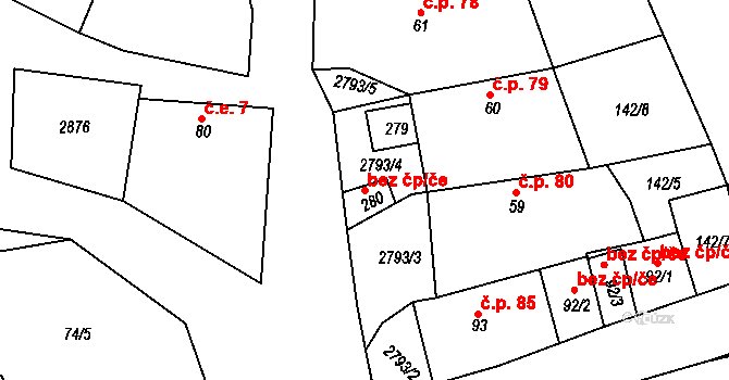 Svéradice 148459463 na parcele st. 280 v KÚ Svéradice, Katastrální mapa