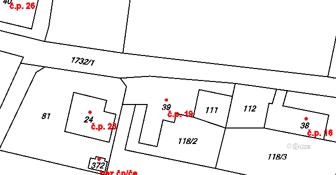 Smilovice 19 na parcele st. 39 v KÚ Smilovice u Třince, Katastrální mapa
