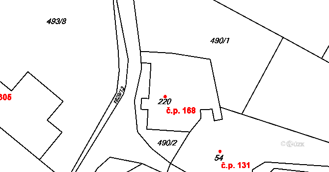 Adolfovice 168, Bělá pod Pradědem na parcele st. 220 v KÚ Adolfovice, Katastrální mapa