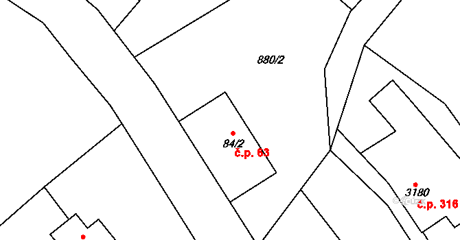 Bítouchov 63, Semily na parcele st. 84/2 v KÚ Bítouchov u Semil, Katastrální mapa